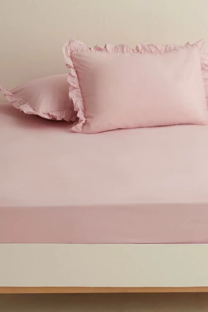 ملحفه دو نفره Karaca Home مدل Basic پنبه - صورتی پودری