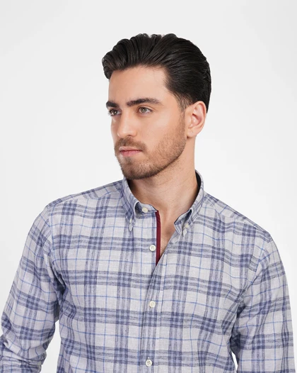 ام کی کالکشن پیراهن آستین بلند mk-1030-blue