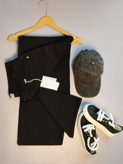 شلوار لی بگ مشکی زنانه کد 4030126