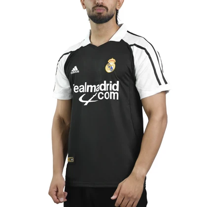 تیشرت فوتبالی رئال مادرید مدل Adidas-2001-2002 سفید مشکی