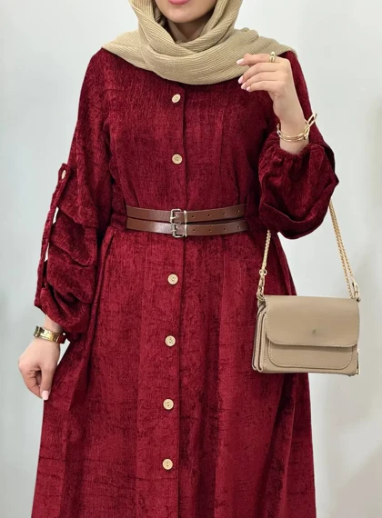 پیراهن مانتویی پاییزه سیما به همراه کمربند (پیش فروش)