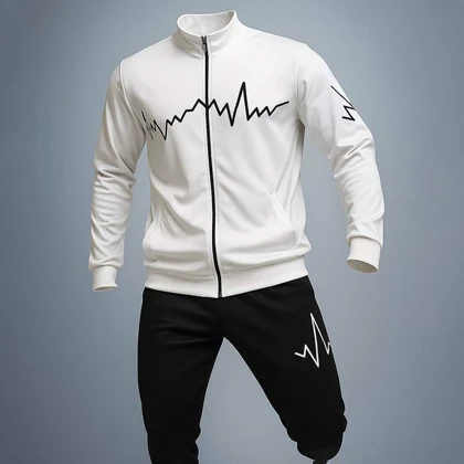 ست سویشرت شلوار مردانه سفید مدل EKO