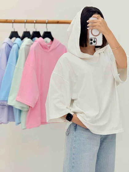 تیشرت باکسی کلاه دار