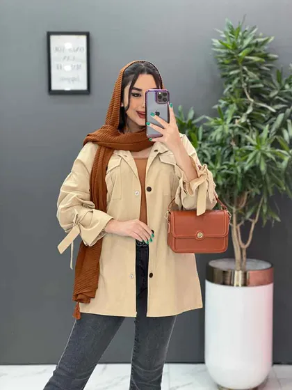 مانتو لینن آستین بند دار