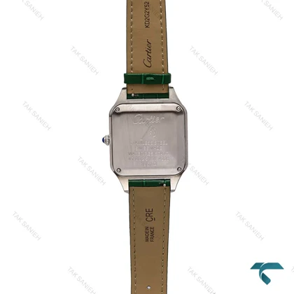 ساعت کارتیر سانتوس دومونت مردانه سیلور بند چرم سبز Cartier-6176-G
