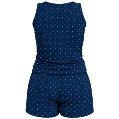 ست تاپ و شلوارک نخی آبی نفتی برند H&M مدل میکرو دش سایز S کد 3416