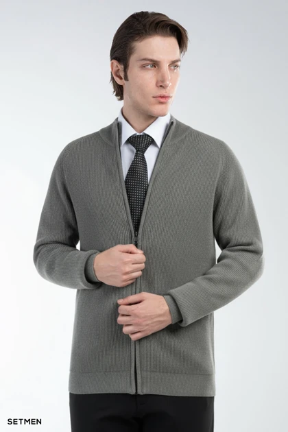 بافت مردانه آستین رگلان تمام زیپ