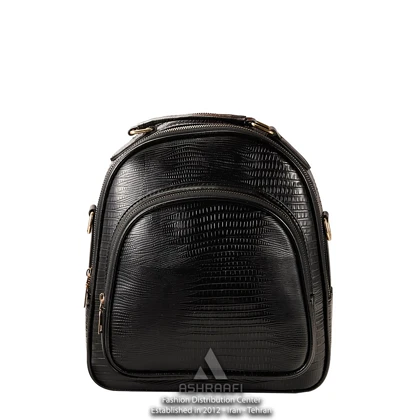 کوله پشتی چرم مشکی Backpack Black A02