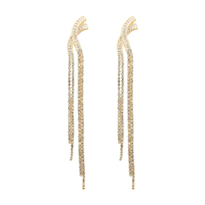 گوشواره زنانه میخی آویز مدل ضربدر نگینی