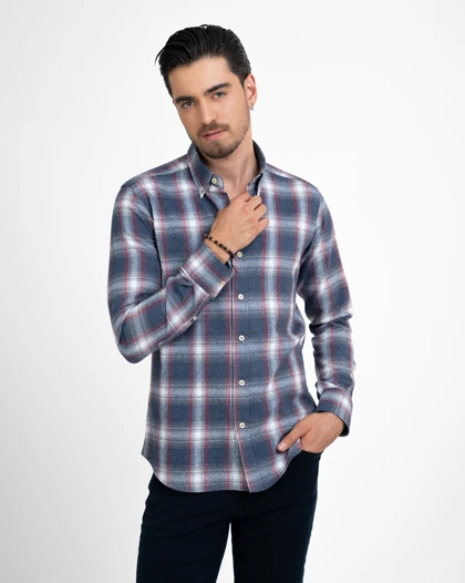 ام کی کالکشن پیراهن آستین بلند mk-5794-navy-blue