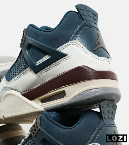 کتانی ساق‌دار زنانه و مردانه آبی سفید کرم Nike air jordan 4 مدل 6830