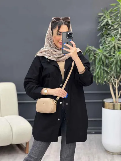 مانتو لینن دو جیب پایین هلال آلا