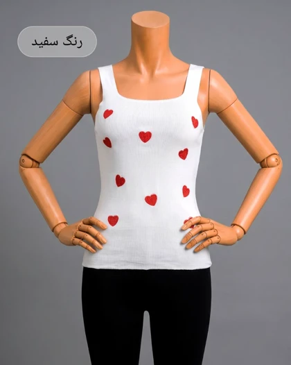 تاپ گلدوزی قلب کش بافت یقه خشتی زنانه پوشاک کاج کد 2013