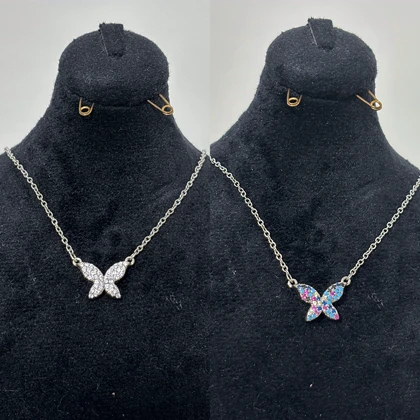 گردنبند نقره پروانه رنگی زنانه 979