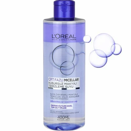 میسلار واتر پاک‌کننده آرایش لورآل پاریس (L’Oréal Paris Micellar Water) مخصوص انواع پوست حجم 400 میلی‌لیتر