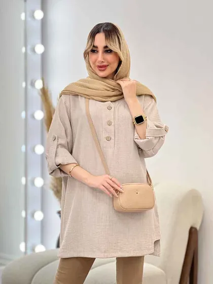 مانتو جلو بسته بغل چهار دکمه