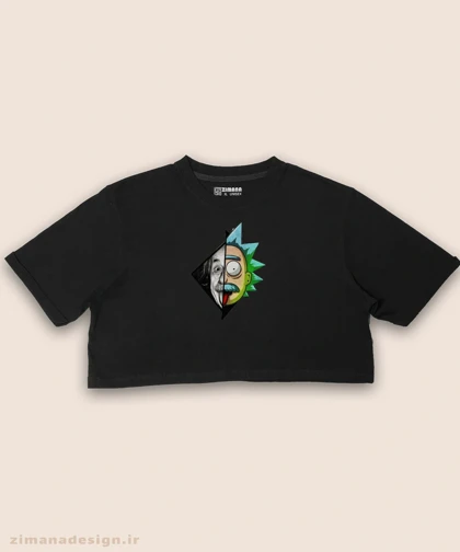 کراپ زنانه طرح ریک اند مورتی و انیشتین