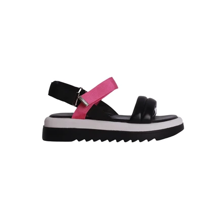 صندل زنانه مدل پفکی_مشکی صورتی کد 9009