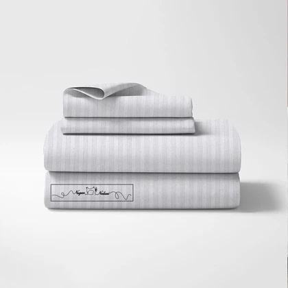 سرویس روتختی کاوری طرح بیسیک راه راه هتلی سفید کد 109000