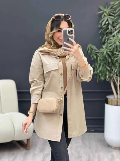 مانتو جیب نما بغل سه دکمه