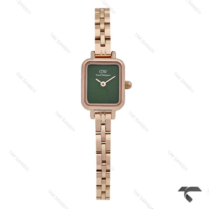 ساعت DW زنانه مینی Quadro رزگلد صفحه سبز مهندسی بندفلزی DW-10676-L