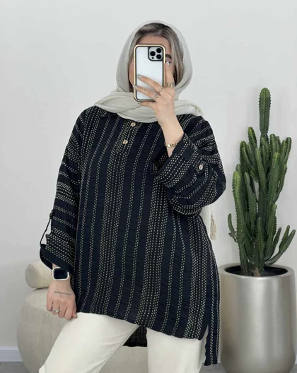 شومیز جلو بسته کوک دوزی شده(70)کد3510