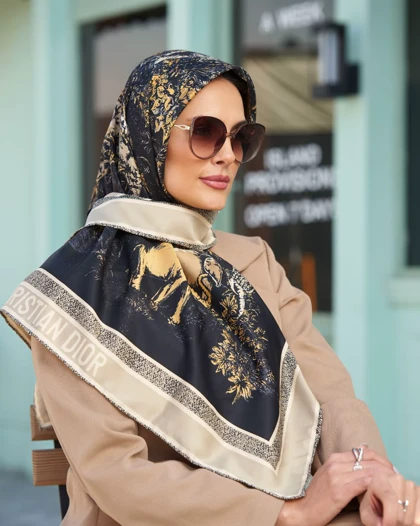 روسری Dior ابریشم دور دست دوز (قواره 90) 30147