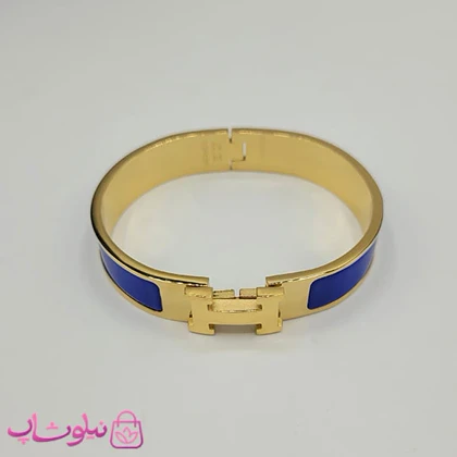 دستبند زنانه هرمس آبی طلایی استیل قفل اورجینال کد 680