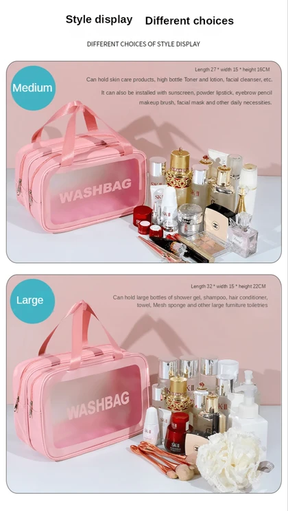 واش بگ مسافرتی مدل دو زیپ سایز بزرگ رنگ سفید