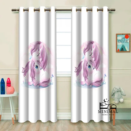 پرده کودک طرح اسب تک شاخ مدل W4862