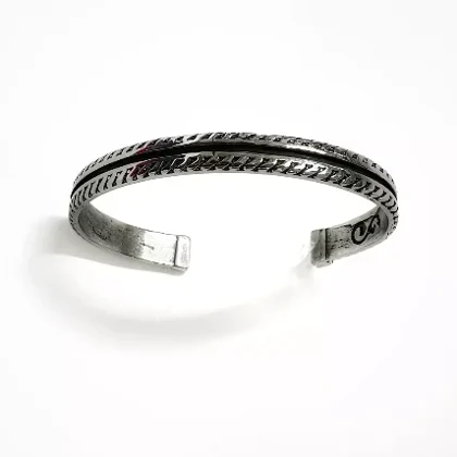 دستبند بنگل مردانه طرح پاور، استیل ضد زنگ شیک
