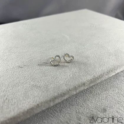 گوشواره زنانه مدل قلب تو خالی تمام نگین 20445