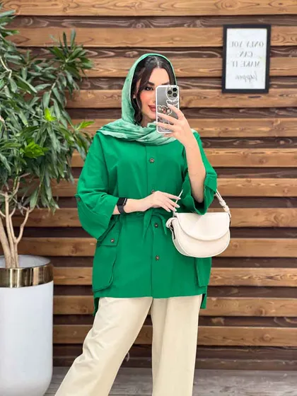 مانتو بغل جیب کمرگت
