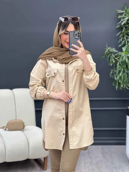 مانتو جیب نما بغل زیپ طنین