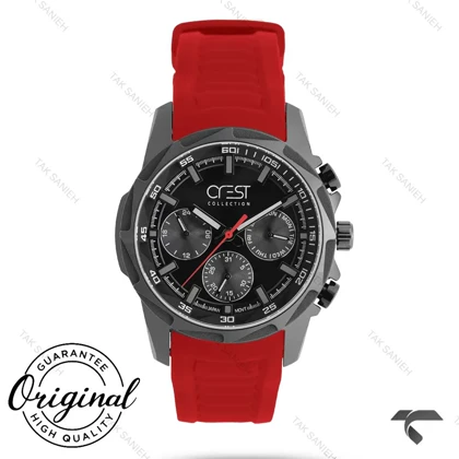 ساعت کرست مردانه 6323-5 مشکی بند قرمز Crest-11005-G