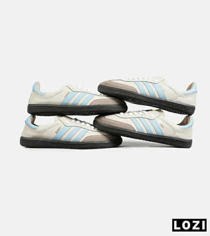 کفش کتانی مردانه و زنانه کرم آبی ADIDAS Samba مدل 7303