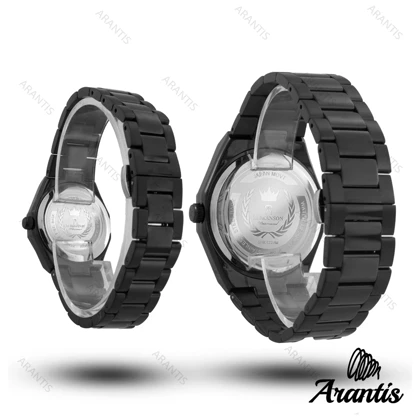 ساعت ست رومانسون مشکی سورمه ای دایمند s-10072