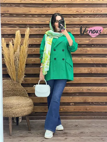 مانتو کتی چهاردکمه آستین کش