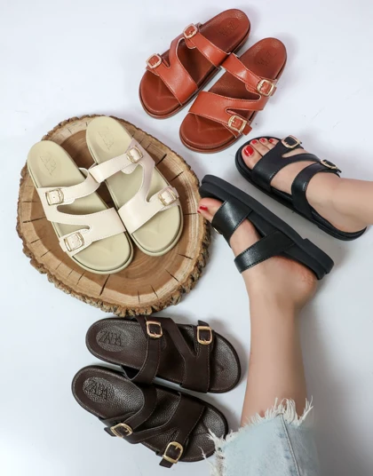 صندل زنانه برند زارا zara مدل Z قهوه‌ای کد 255