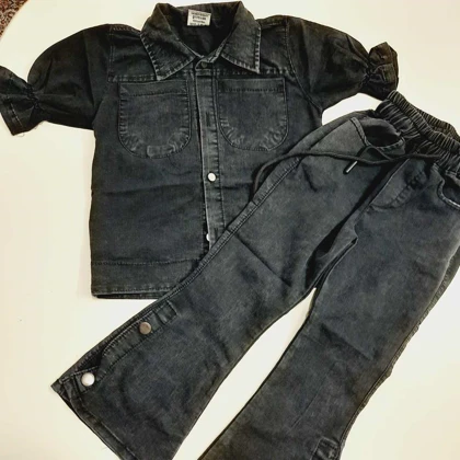 بلوز شلوار دمپا گشاد جین دخترانه شیک