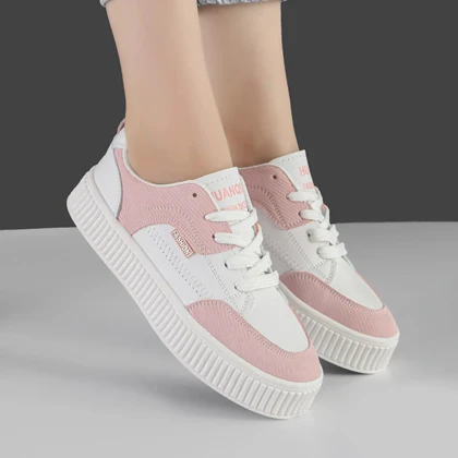کفش و کتانی اسپرت زنانه و دخترانه مدل فشیون FASHION رنگ سفید صورتی