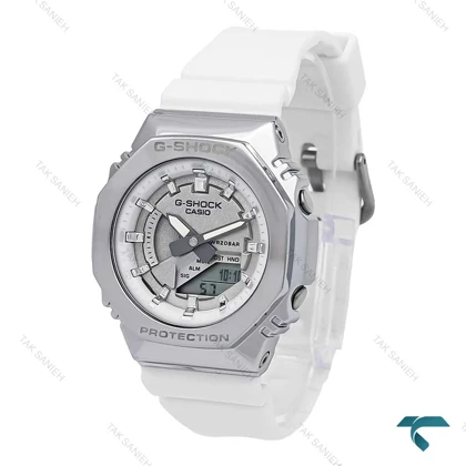 ساعت جیشاک زنانه GM-S2100 زنانه نقره ای سفید G-shock-6392-L