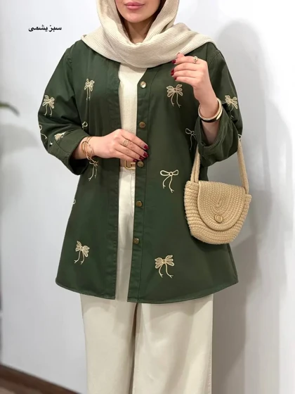 مانتو کتان گلدوزی آیسو ویولت