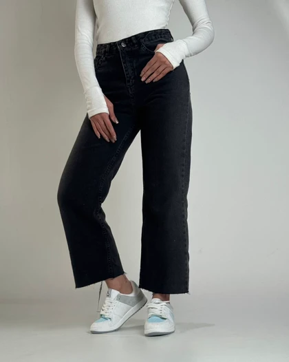 شلوار  پایین کات مشکی کد 1000197