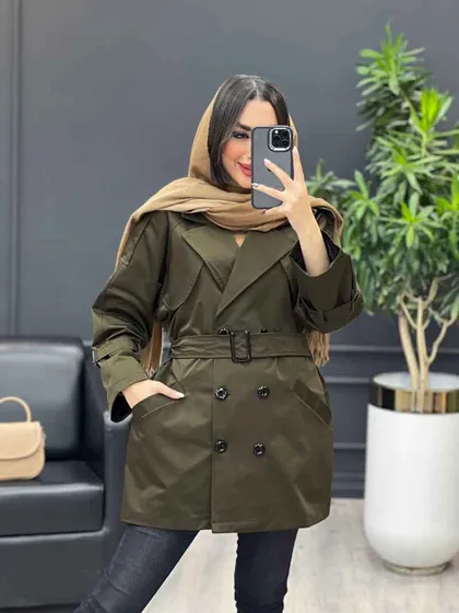 بارانی شش دکمه ژیله گرد کوتاه