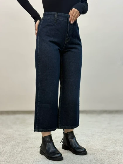 شلوار جین واید سرمه ای خامشور 6185