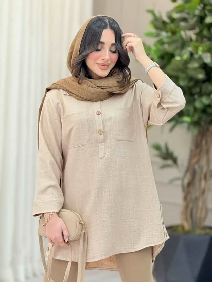 مانتو دو جیب یقه سه دکمه