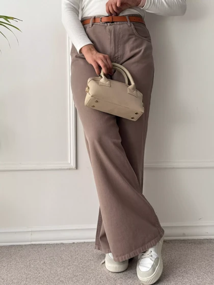 شلوار کتان نیم بگ