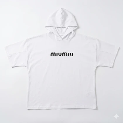 تیشرت باکسی کلاه دار مدل miu miu فری سایز کد 295584