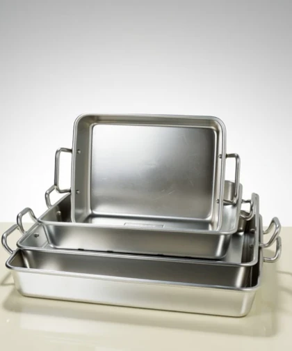 تابه سرو دسته دار مستطیل نقره ای